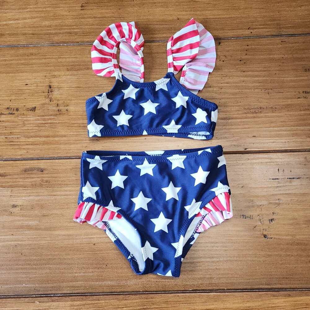 Wave Zone- Red, White & Blue Baby Girl Swimsuit Size 18 Months